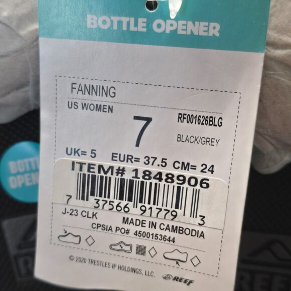 REEF “Fanning” Women’s Flip-Flop Sandal & Sole Bottle Opener (Black/Pink) - Sz 7 - Picture 9 of 9